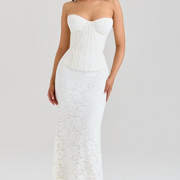 House of CB Dresses & Skirts - House of CBSolaine ivory lace corset maxi dress
